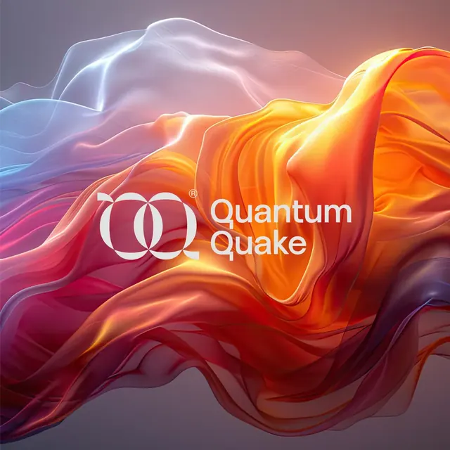 Quantum Quake logo, geometric, minimal, light