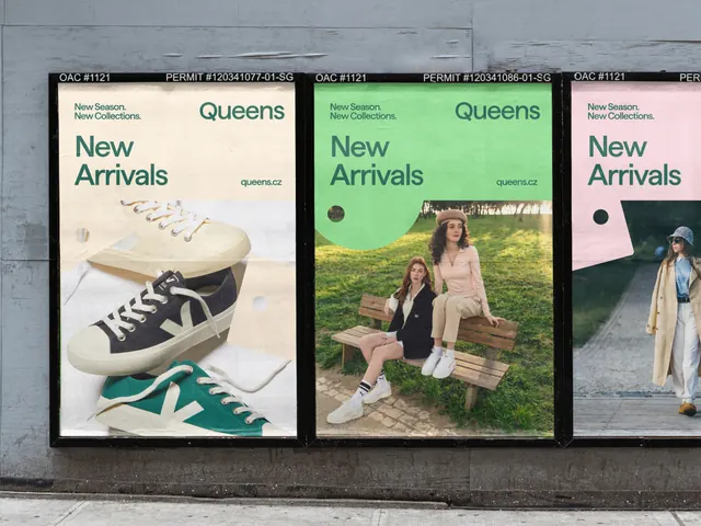 Queens New Arrivals street poster run, minimal, geometric, light