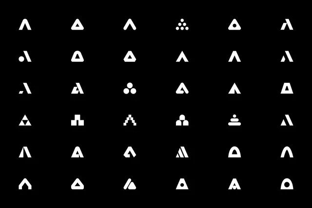 ATLAS geometric icon system specimen, geometric, minimal, monochrome