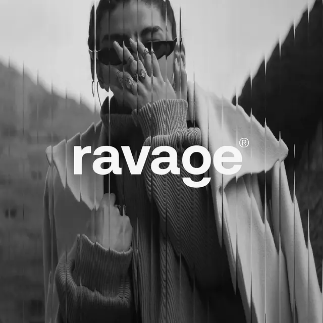Ravage logo, geometric, minimal, light