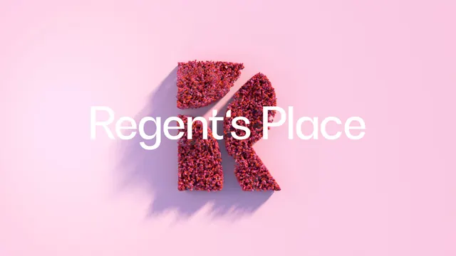 Regent's Place foliage R monogram, 3d-render, minimal, warm
