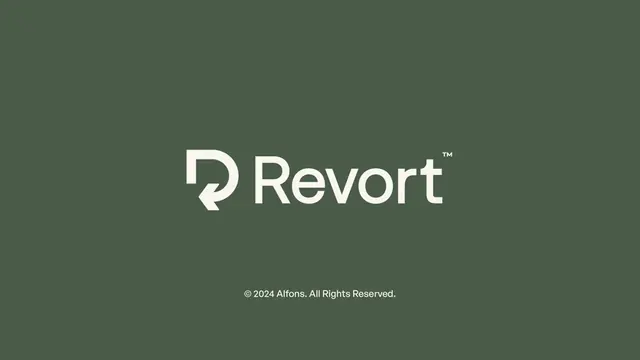 Revort logo, geometric, minimal, light