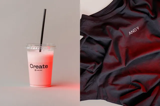 ANDY cafe cup and tee split brand photo, minimal, photographic, dark