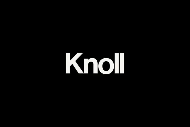 Knoll wordmark on black, minimal, swiss, dark