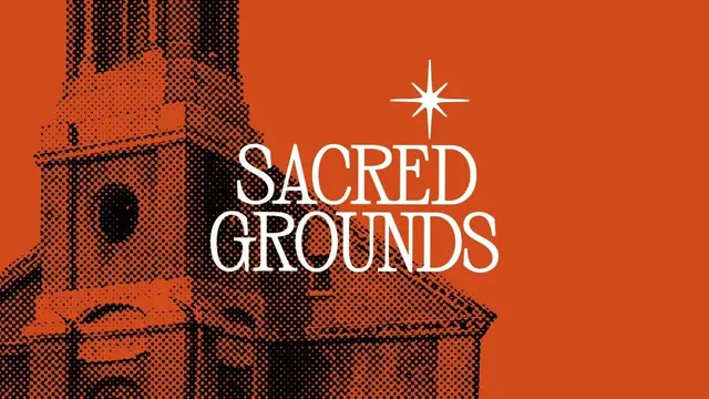 Sacred Grounds logo, minimal, luxury, light