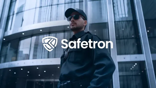 SafeTron logo, geometric, minimal, light