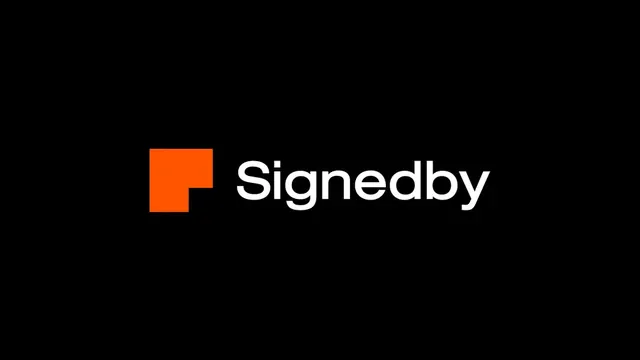 Signedby logo, geometric, minimal, warm