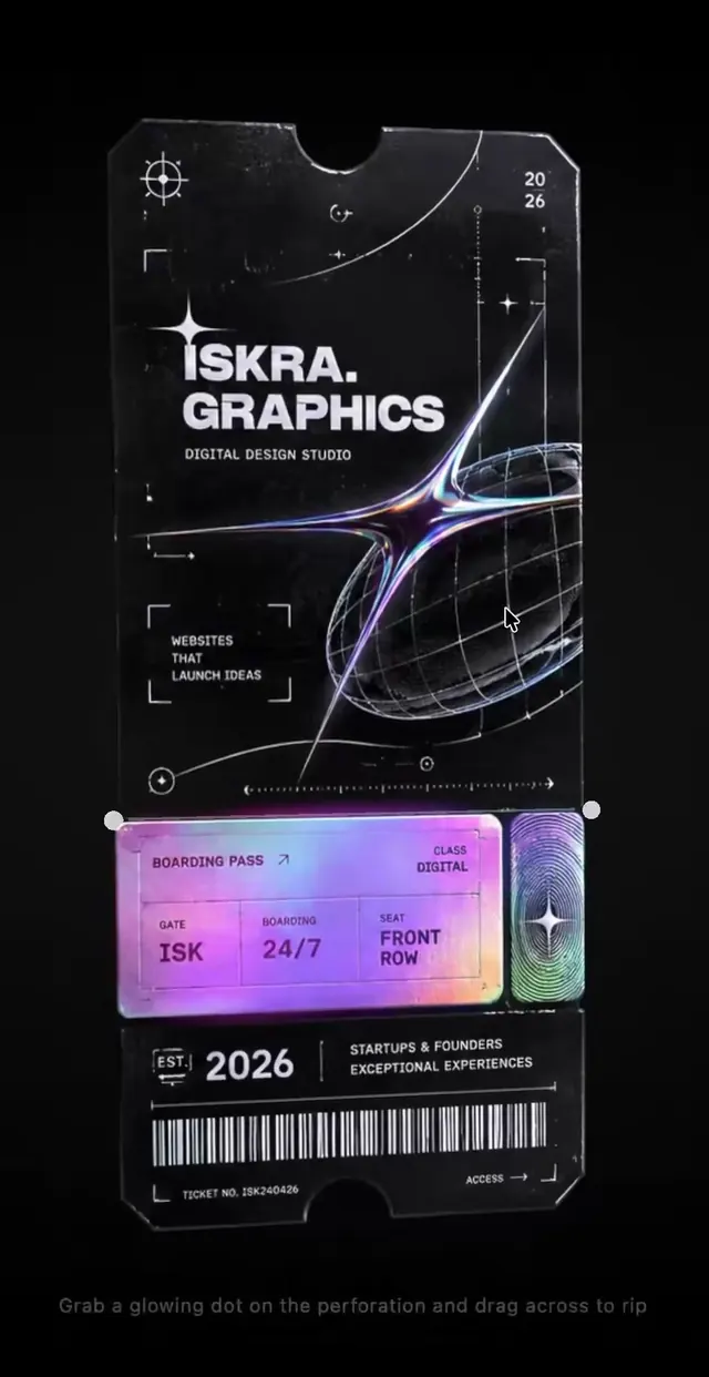 Holographic Ticket, 3d-render, dark