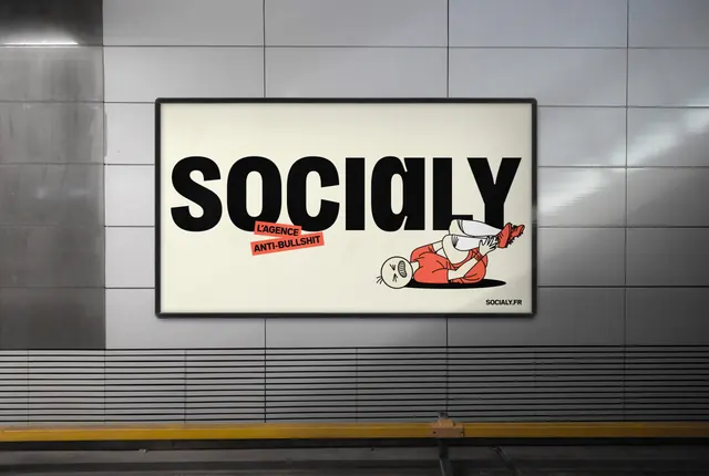 Socialy anti-bullshit lightbox billboard, typographic, illustrated, light