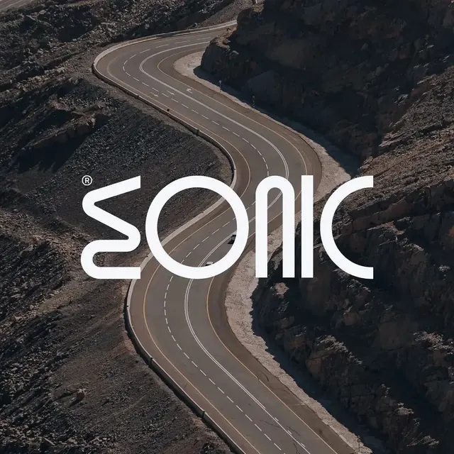 Sonic logo, geometric, minimal, light