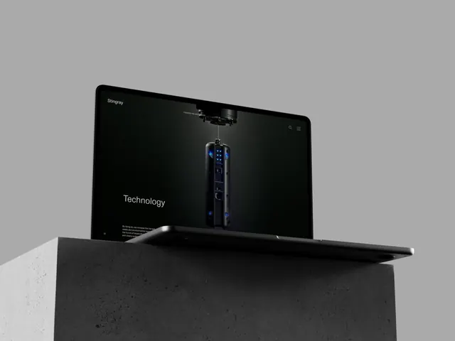 Stingray website on a concrete plinth, minimal, dark-mode, dark