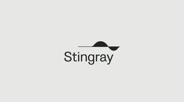 Stingray logo lockup, minimal, flat, light