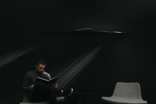 Stingray brand photography with fin installation, cinematic, minimal, dark