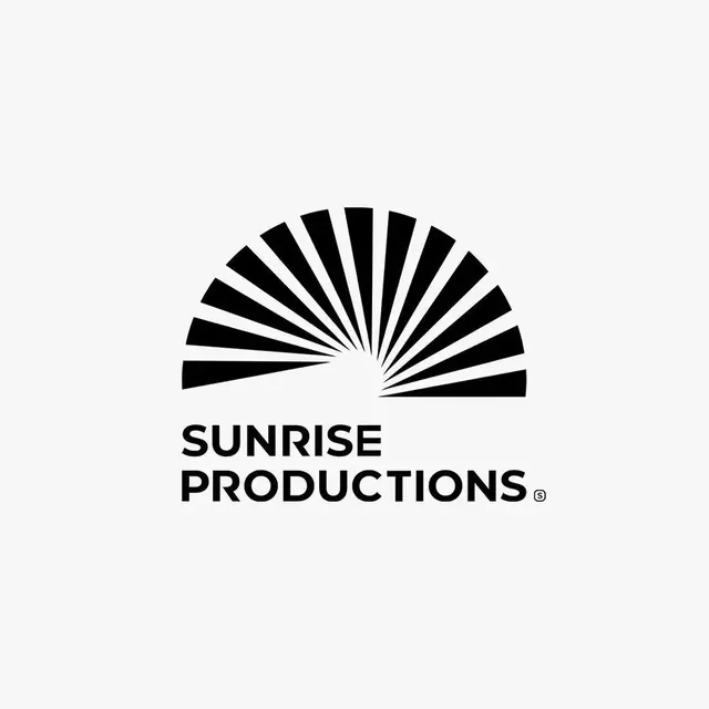 Sunrise Productions logo, geometric, minimal, dark
