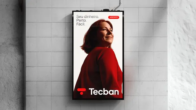 Tecban vertical poster, Seu dinheiro. Perto. Fácil., photographic, minimal, light