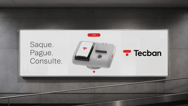 Tecban wide station lightbox, Saque. Pague. Consulte., minimal, 3d-render, light