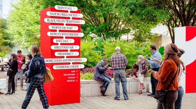 Food festival directory totem, editorial, geometric, vibrant