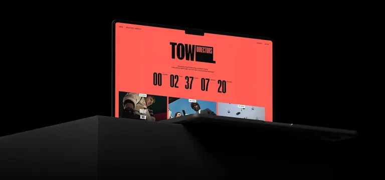 Voting page on a laptop mockup, dark-mode, cinematic, dark