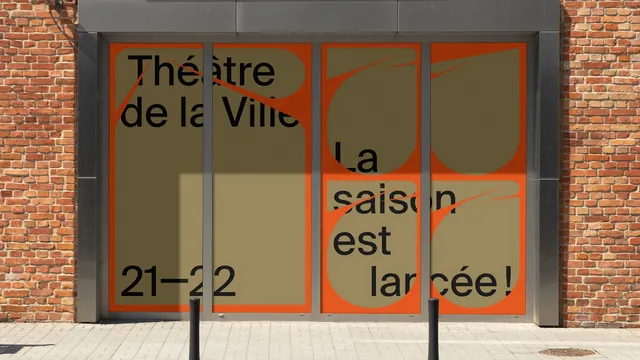 Theatre de la Ville storefront window graphics, swiss, geometric, warm