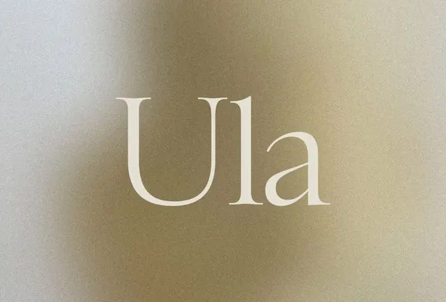 Ula wordmark on gradient tan background, minimal, luxury, warm