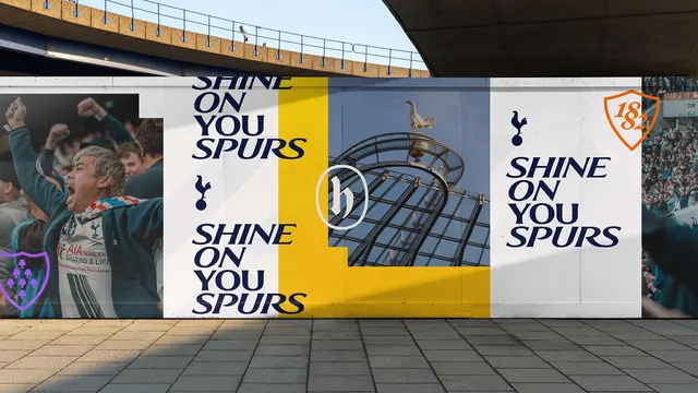 Tottenham Hotspur Shine On You Spurs hoarding panels, editorial, typographic, high-contrast