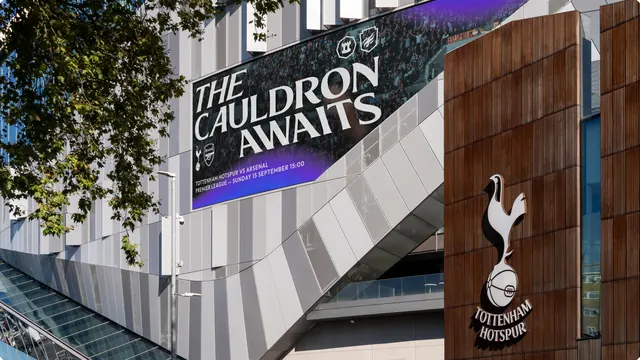 Tottenham Hotspur stadium LED screen and clad crest wall, architectural, photographic, cool
