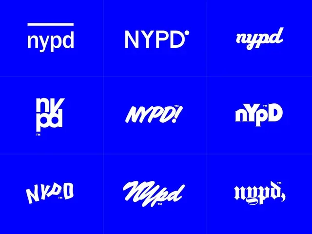 NYPD logo exploration and variations, technical, geometric, vibrant