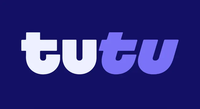 Tutu wordmark in upright and italic halves, geometric, minimal, dark
