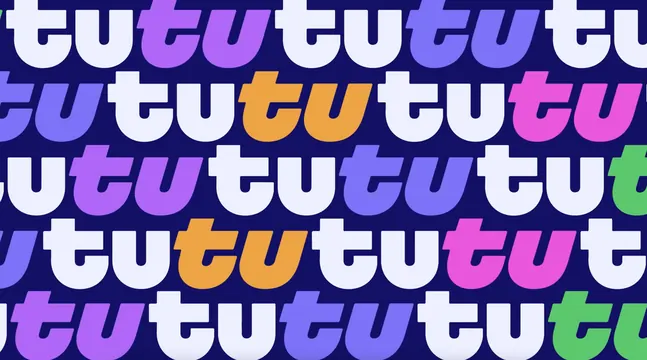 Tutu repeating wordmark pattern, typographic, geometric, dark