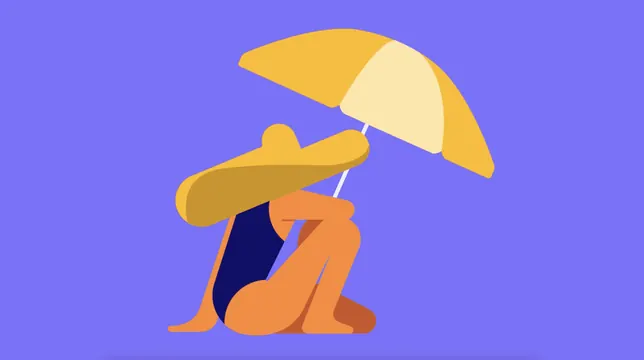 Tutu beach parasol illustration, illustrated, flat, vibrant
