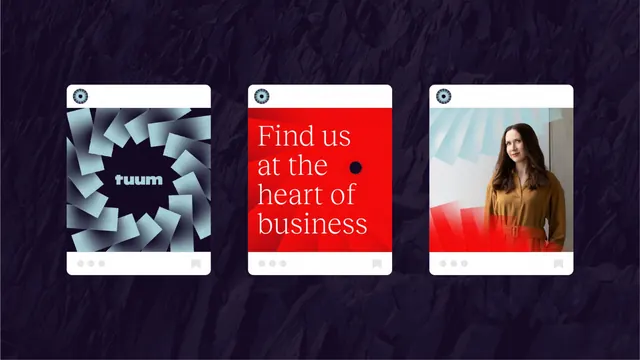Tuum social post templates on dark rock texture, dark-mode, geometric, dark