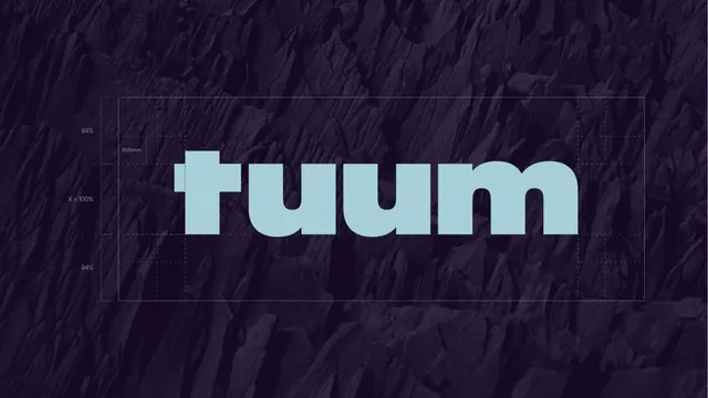 Tuum wordmark construction diagram, dark-mode, technical, dark