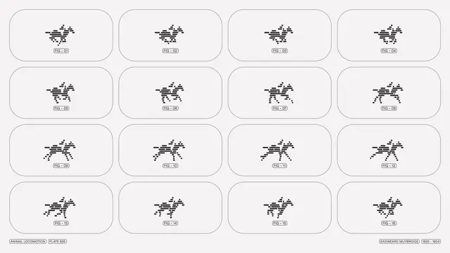TwelveLabs horse mark locomotion sheet, minimal, technical, light