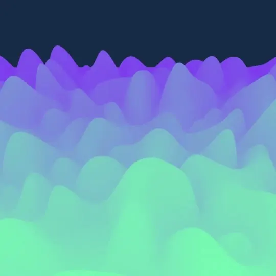 Abstract 3D gradient wave landscape, 3d-render, gradient-heavy, cool