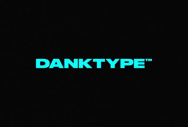 Danktype cyan wordmark, minimal, dark