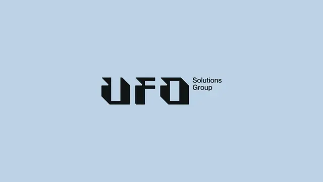 UFO logo, geometric, minimal, dark