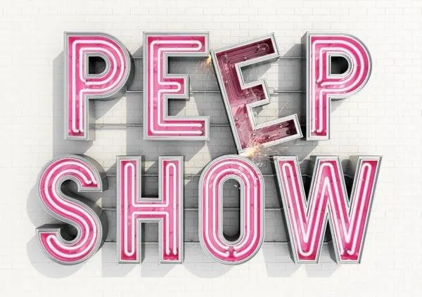 Peep Show Wordmark, retro, y2k, vibrant