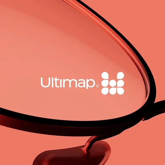 Ultimap logo, geometric, minimal, light