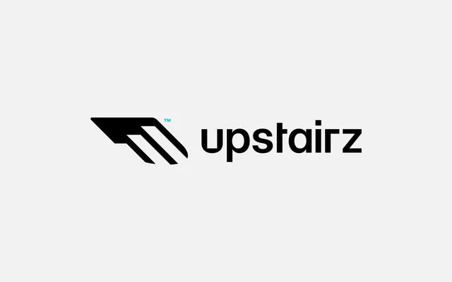 Upstairz logo, geometric, minimal, dark