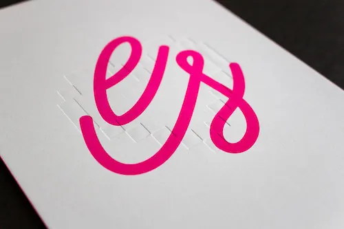 Pink Script Logo on Textured Paper