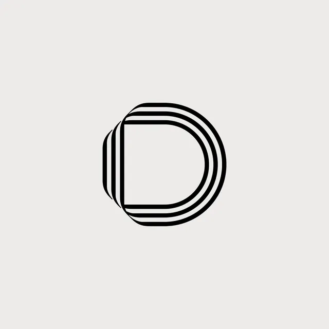 Concentric Abstract D Logo, minimal, geometric, light