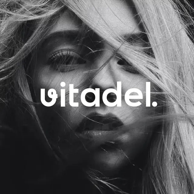 Vitadel logo, minimal, luxury, light