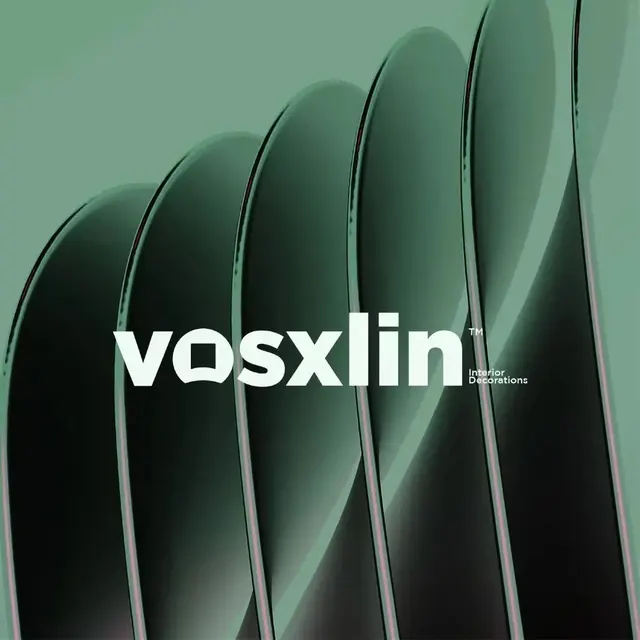 Vosxlin logo, geometric, minimal, light