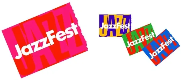 JazzFest branding studies, geometric, bold, vibrant