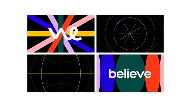 We Believe Hub title frames on black, geometric, abstract, dark