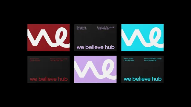 We Believe Hub business card colourways, minimal, flat, dark