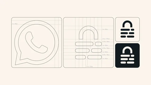 WhatsApp lock mnemonic construction grid, technical, minimal, light
