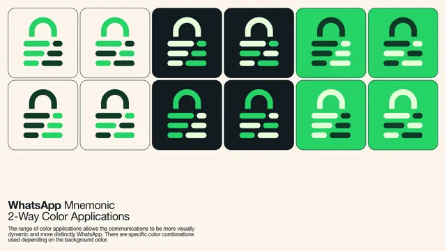 WhatsApp mnemonic two-way colour applications, flat, minimal, vibrant