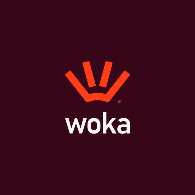 Woka logo, geometric, minimal, warm