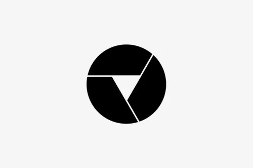 Circular pie chart icon with geometric segments, minimal, geometric, dark